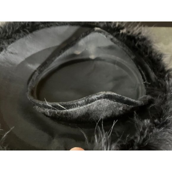 Vintage 1950s Ladies Hat   black fitted feather inc box MCM - Picture 5 of 8